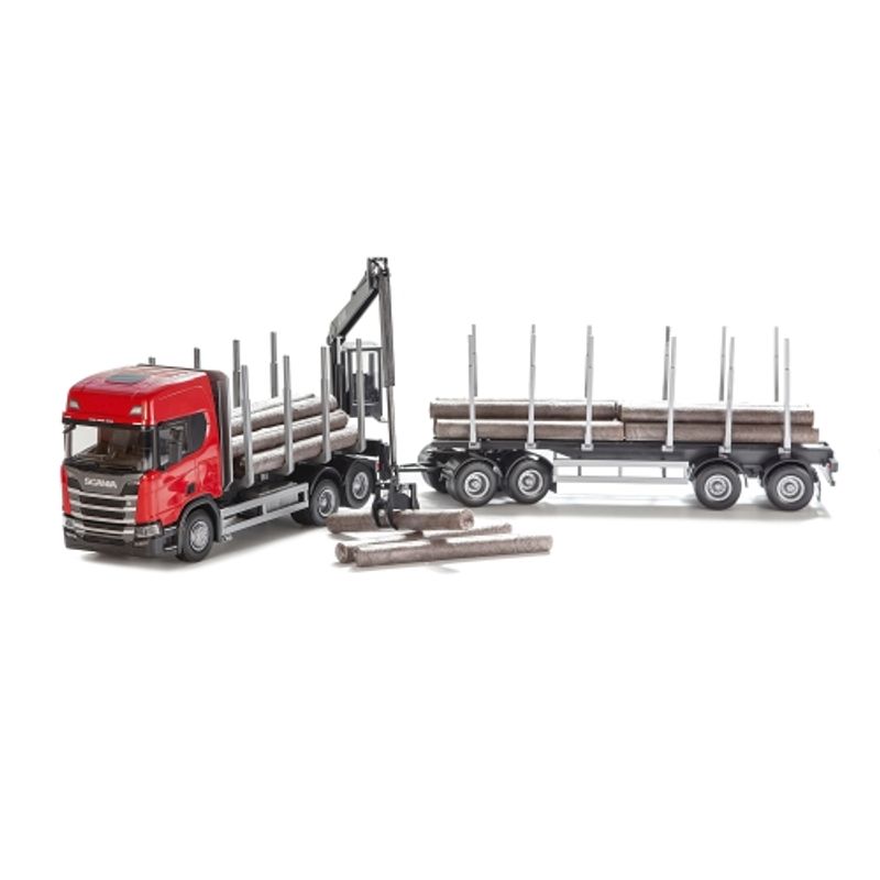 EMEK LASTEBIL SCANIA CR 20H TØMMERBIL MED KRAN,RØD1:25