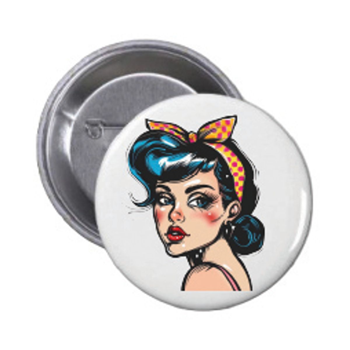 Pin Up M/Gult Skaut Button 55mm, Velg alternativ i menyen