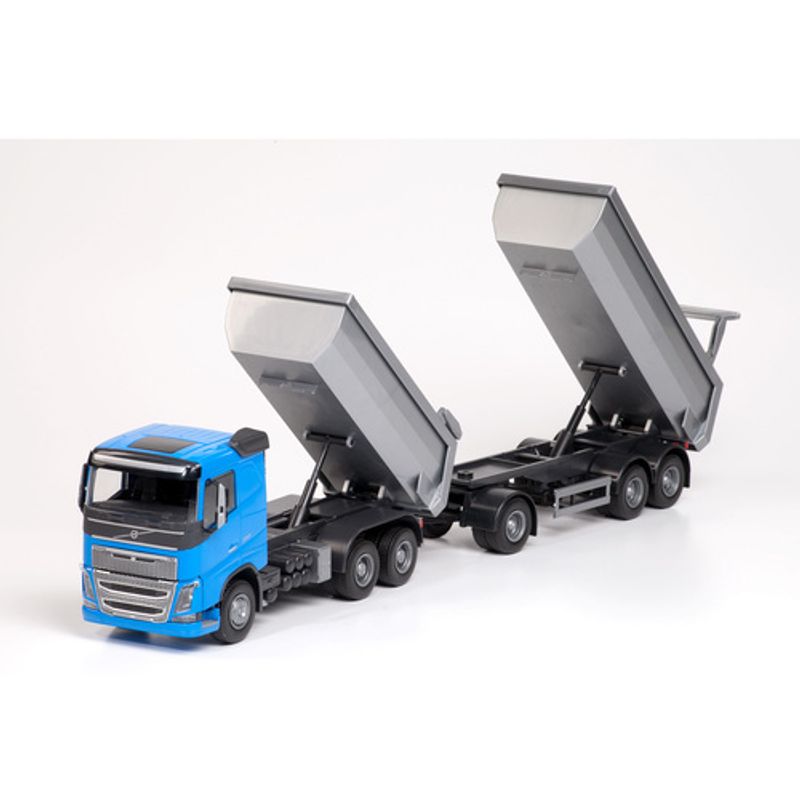 EMEK LASTEBIL VOLVO FH4 LOW CAB TIPPBIL 3 AKSLET MED SLEPHENGER,BLÅ1:25