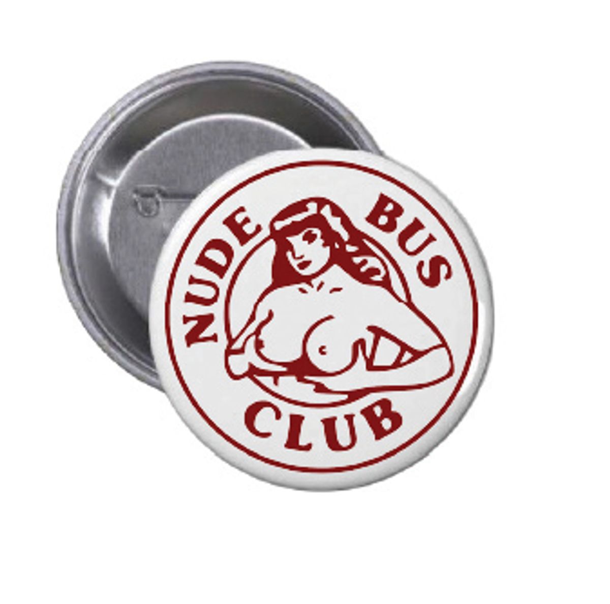 Nude Bus Club Rød Button t 55mm, Velg alternativ i menyen